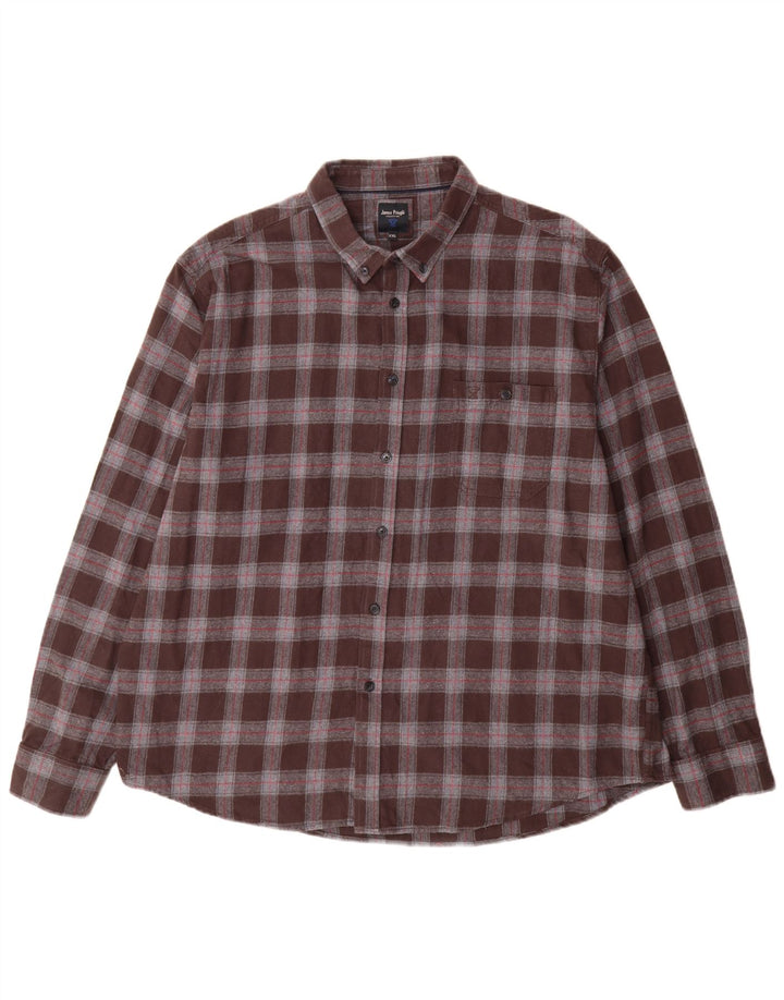 Męska koszula flanelowa James Pringle 2XL, bawełniana brązowa krata