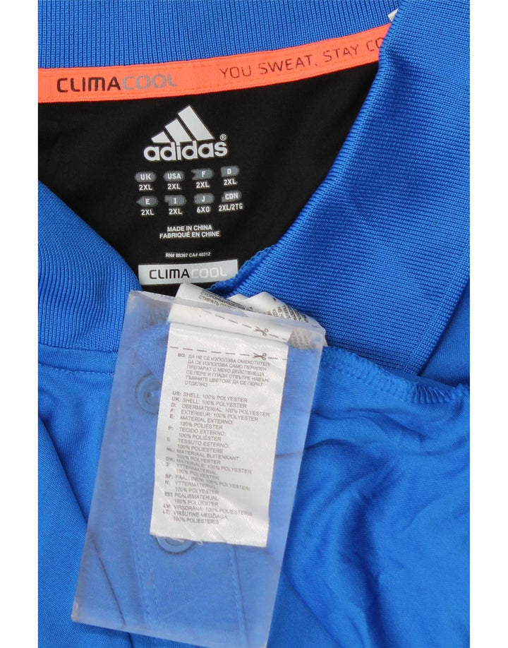 Adidas Męska koszulka polo Climacool 2XL Niebieski poliester z blokami kolorów