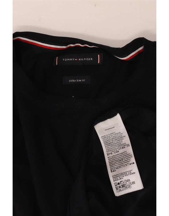 Tommy Hilfiger Męski, wyjątkowo wąski top z długim rękawem, średnio granatowy, bawełniany