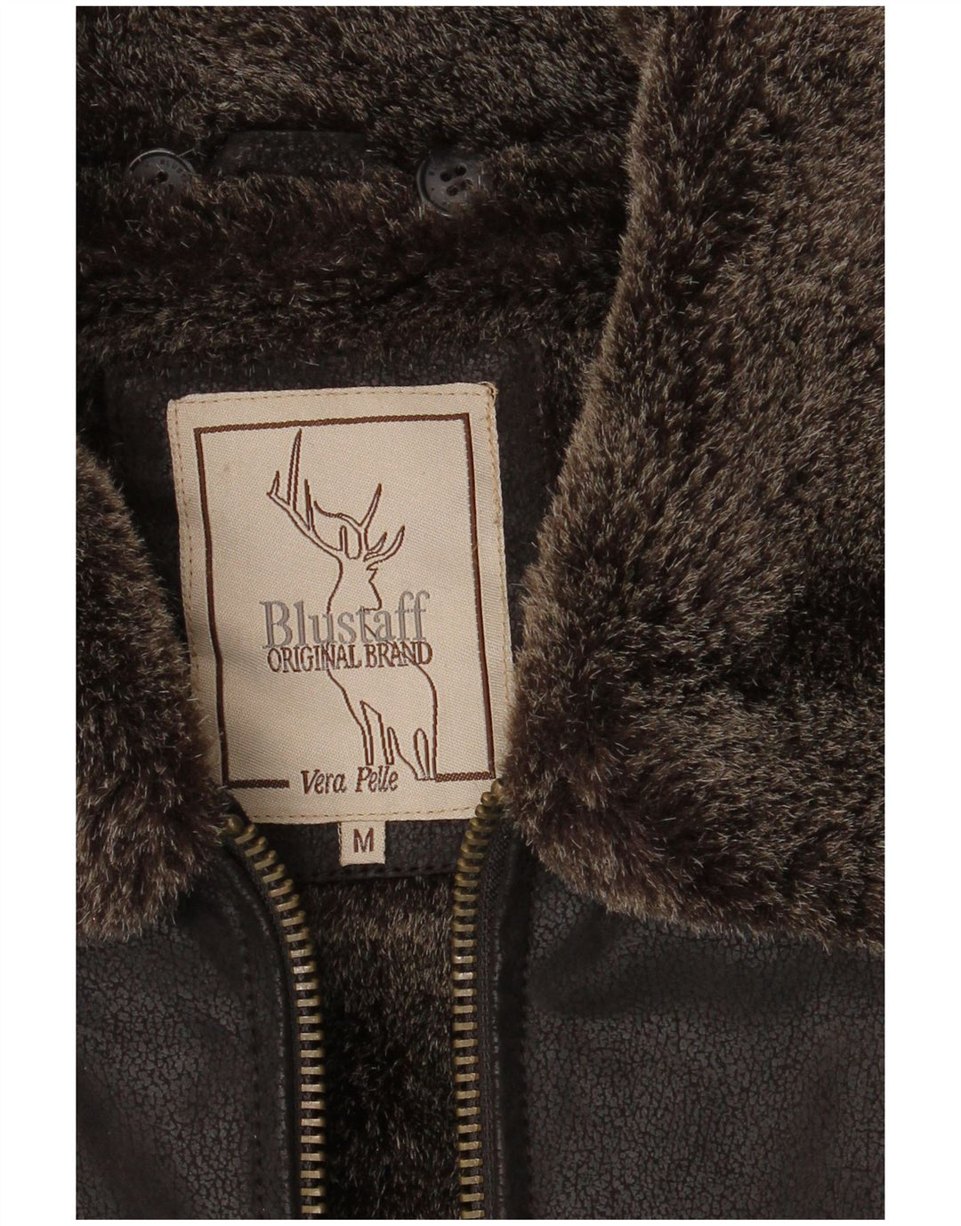 Blustaff Męska kurtka Bomber Shearling UK 38 Średnia brązowa skóra
