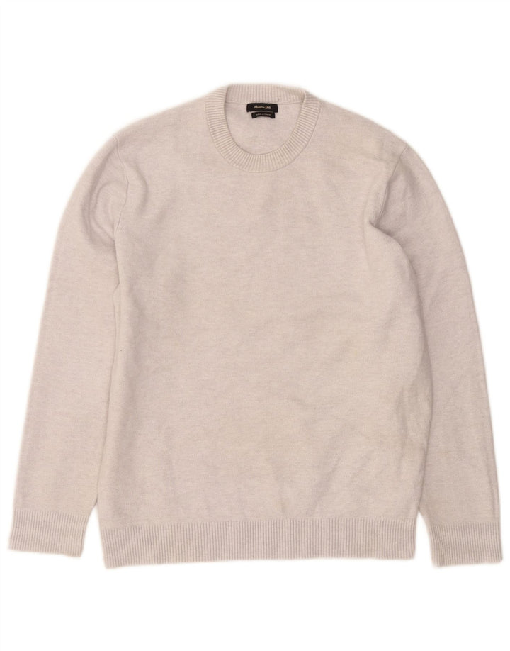 Męski sweter Massimo Dutti z okrągłym dekoltem, duży, szary poliamid
