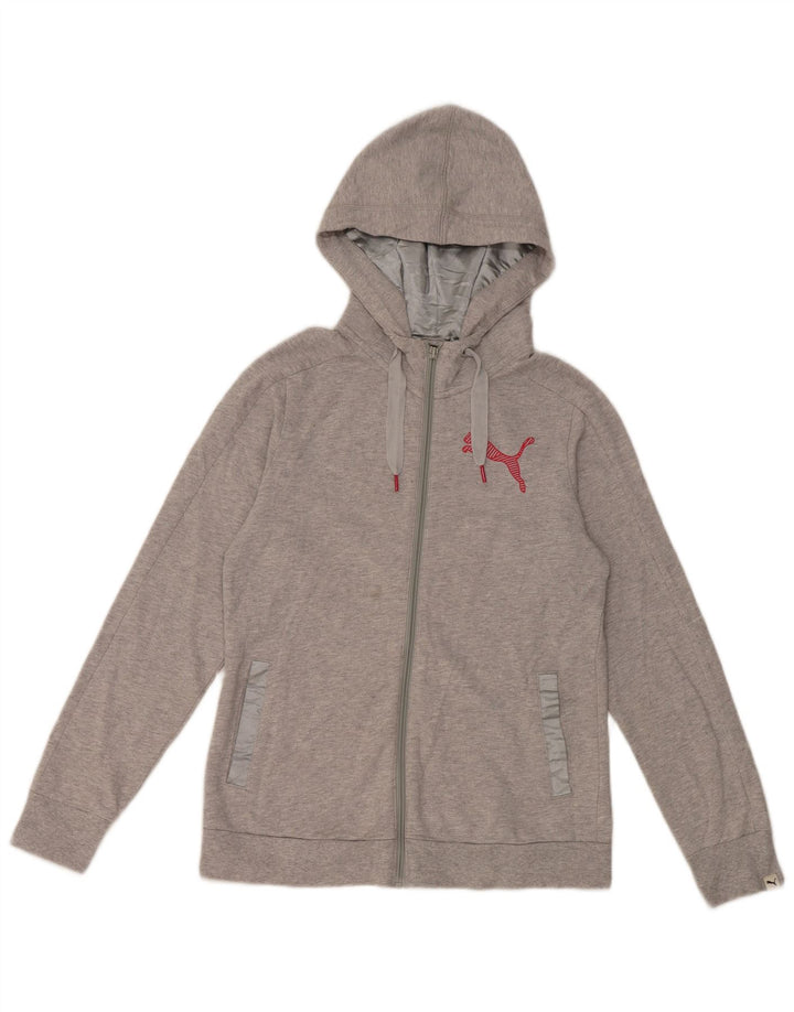 Damski sweter Puma z kapturem i zamkiem UK 12, średnioszary, bawełniany