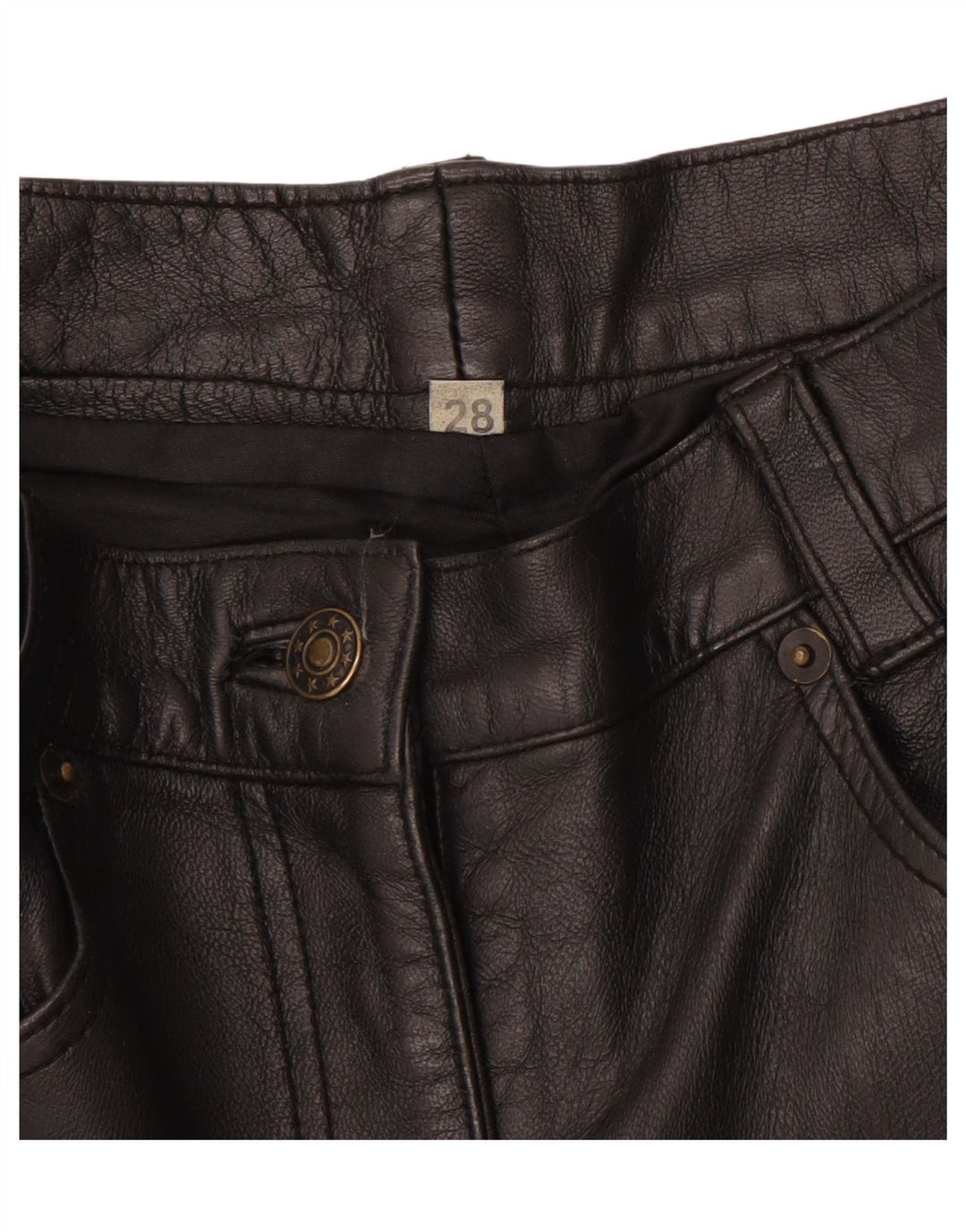 Wąskie skórzane spodnie damskie VINTAGE W28 L30 czarne