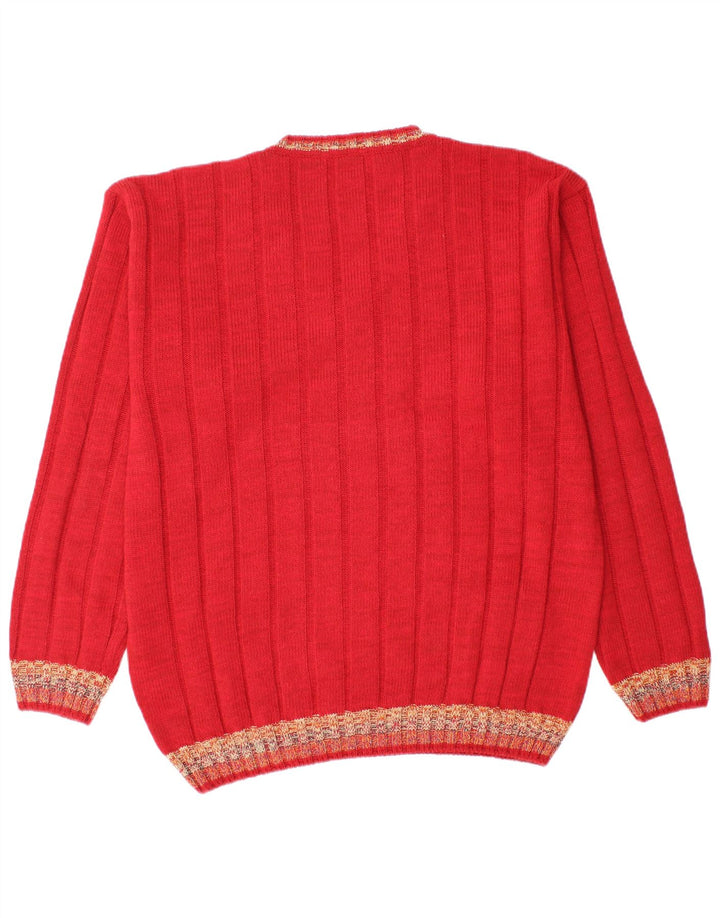 Dardano Męski sweter z dekoltem w kształcie litery V, 2XL, czerwona wełna