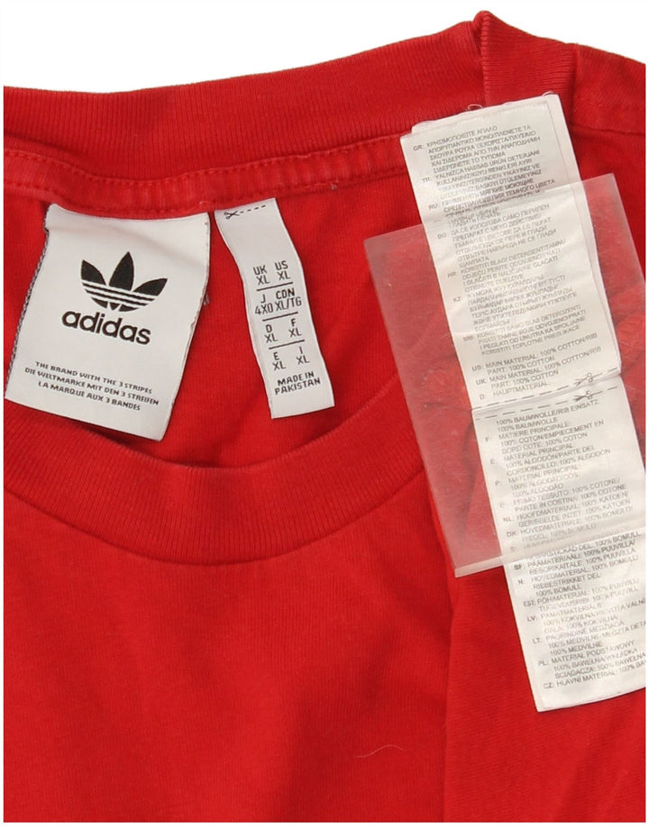 Męski T-shirt z grafiką ADIDAS, bawełniany top XL w kolorze czerwonym