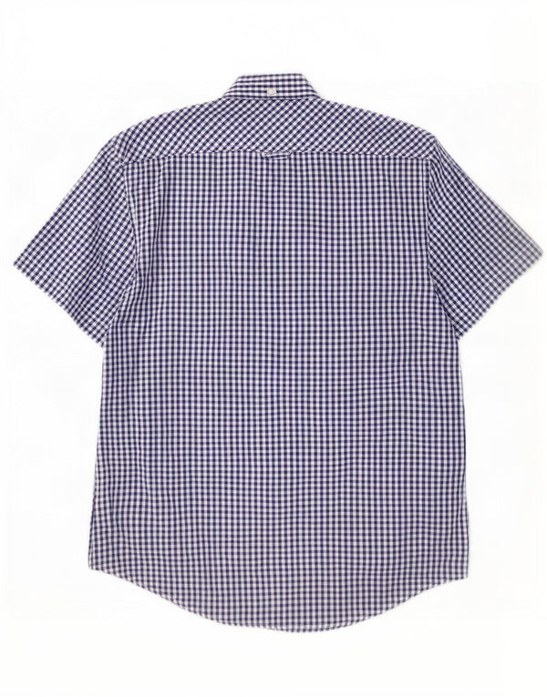 Męska koszula z krótkim rękawem Ben Sherman, średnia, granatowa, bawełniana kratka