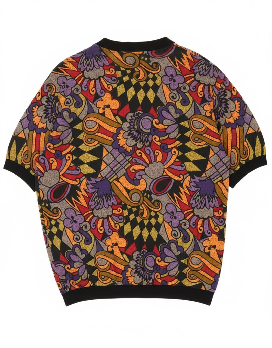 Vintage damski kardigan oversize UK 16, duży, wielokolorowy geometryczny