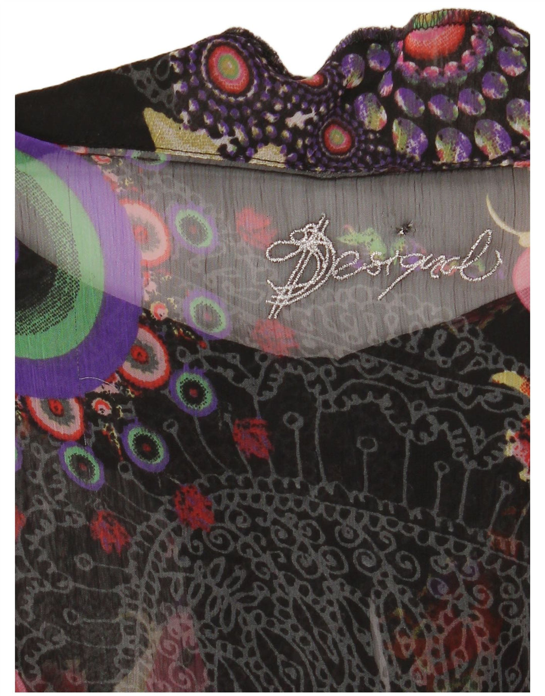 Damska prześwitująca bluzka Desigual Top UK 12 Medium, wielokolorowe kwiaty