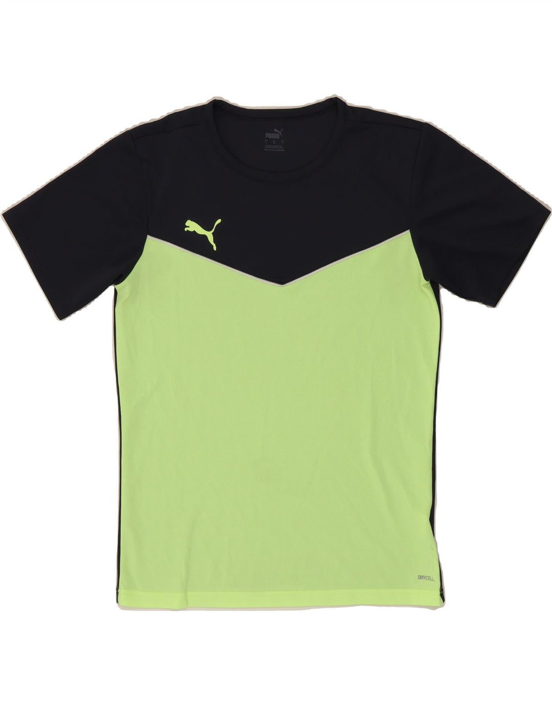 PUMA Mens T-Shirt Top Large Navy Blue Colourblock Polyester Vintage Puma and Second-Hand Puma from Messina Hembry 
