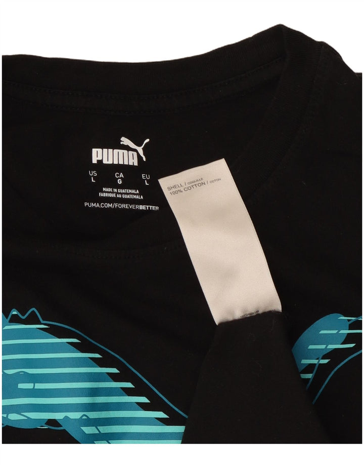 Męski T-shirt z grafiką Puma, duży, czarny, bawełniany
