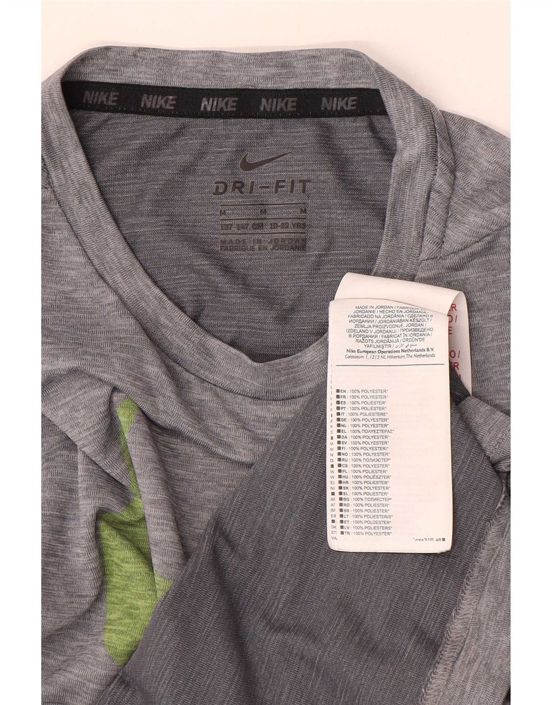 Chłopięcy T-shirt Nike Dri Fit z grafiką, 10-11 lat, średni szary poliester