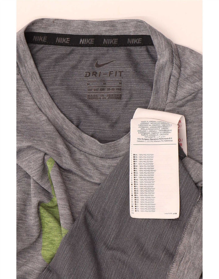 Chłopięcy T-shirt Nike Dri Fit z grafiką, 10-11 lat, średni szary poliester