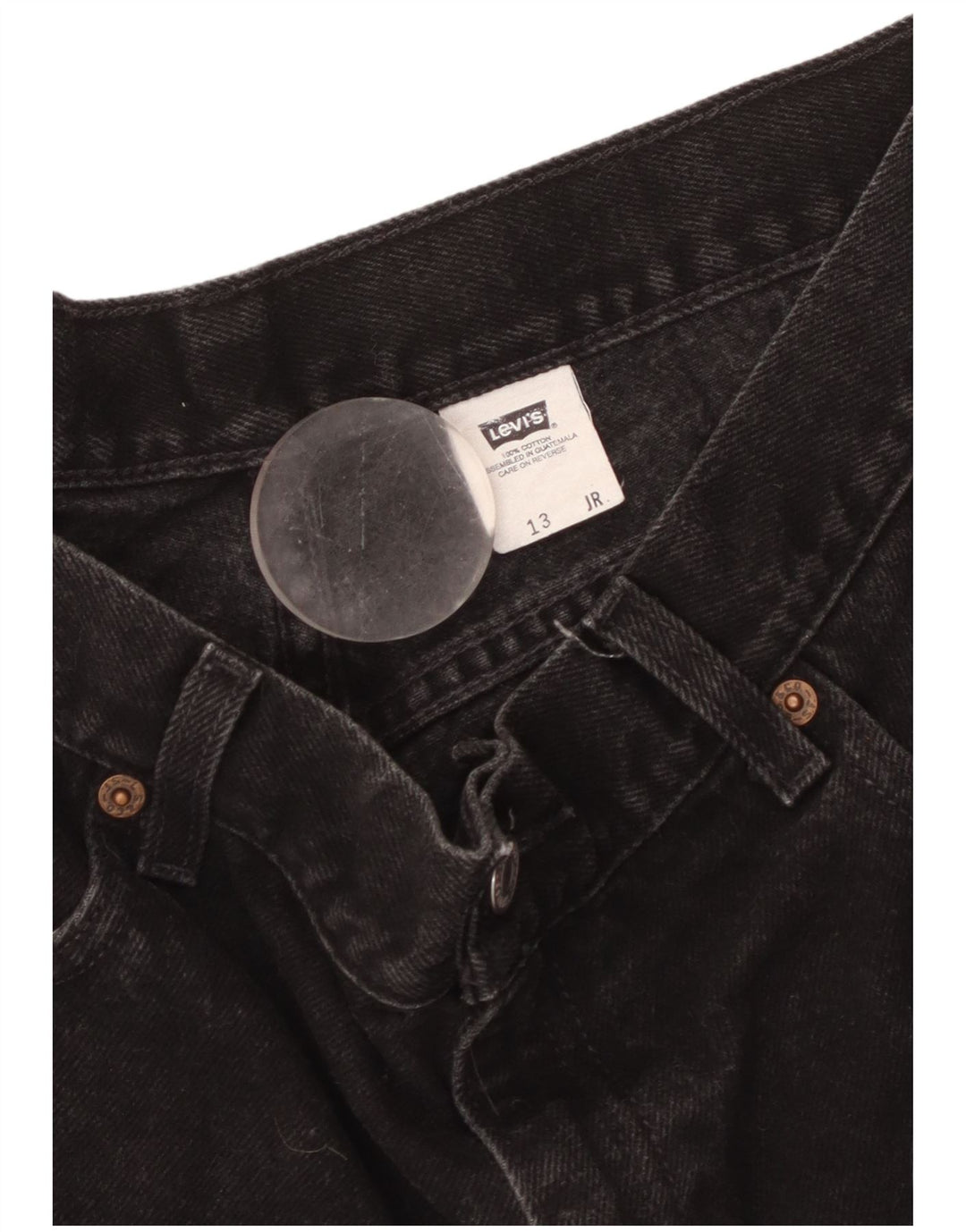 Damskie spodenki jeansowe Levi's z wysokim stanem, rozmiar 13, duże, czarne, bawełniane