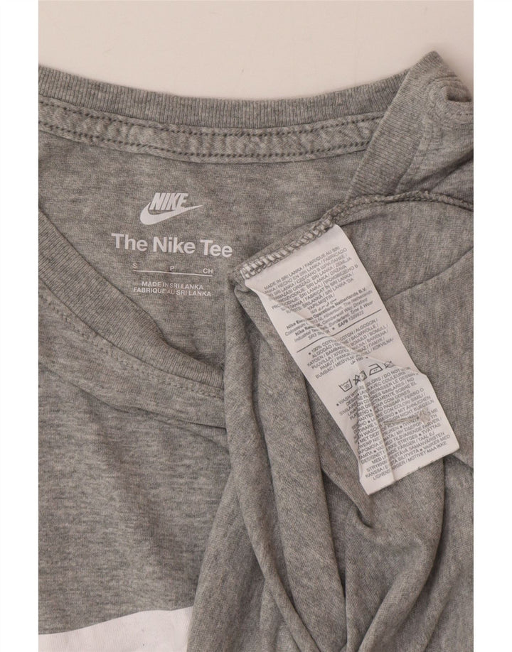 Męski T-shirt z grafiką Nike, mały, szary, bawełniany