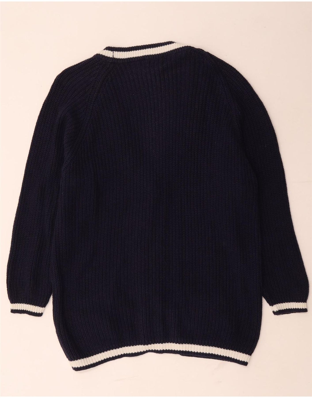 Vintage damski sweter oversize UK 14, średni granatowy, bawełniany