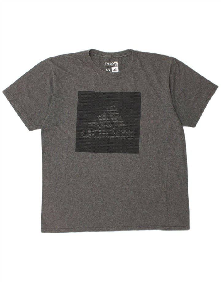 ADIDAS Mens Graphic T-Shirt Top Large Grey Cotton