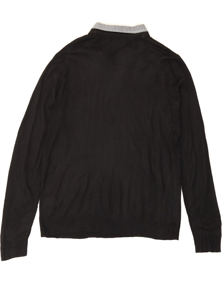PIERRE CARDIN Mens V-Neck Jumper Sweater Large Black Acrylic Vintage Pierre Cardin and Second-Hand Pierre Cardin from Messina Hembry 