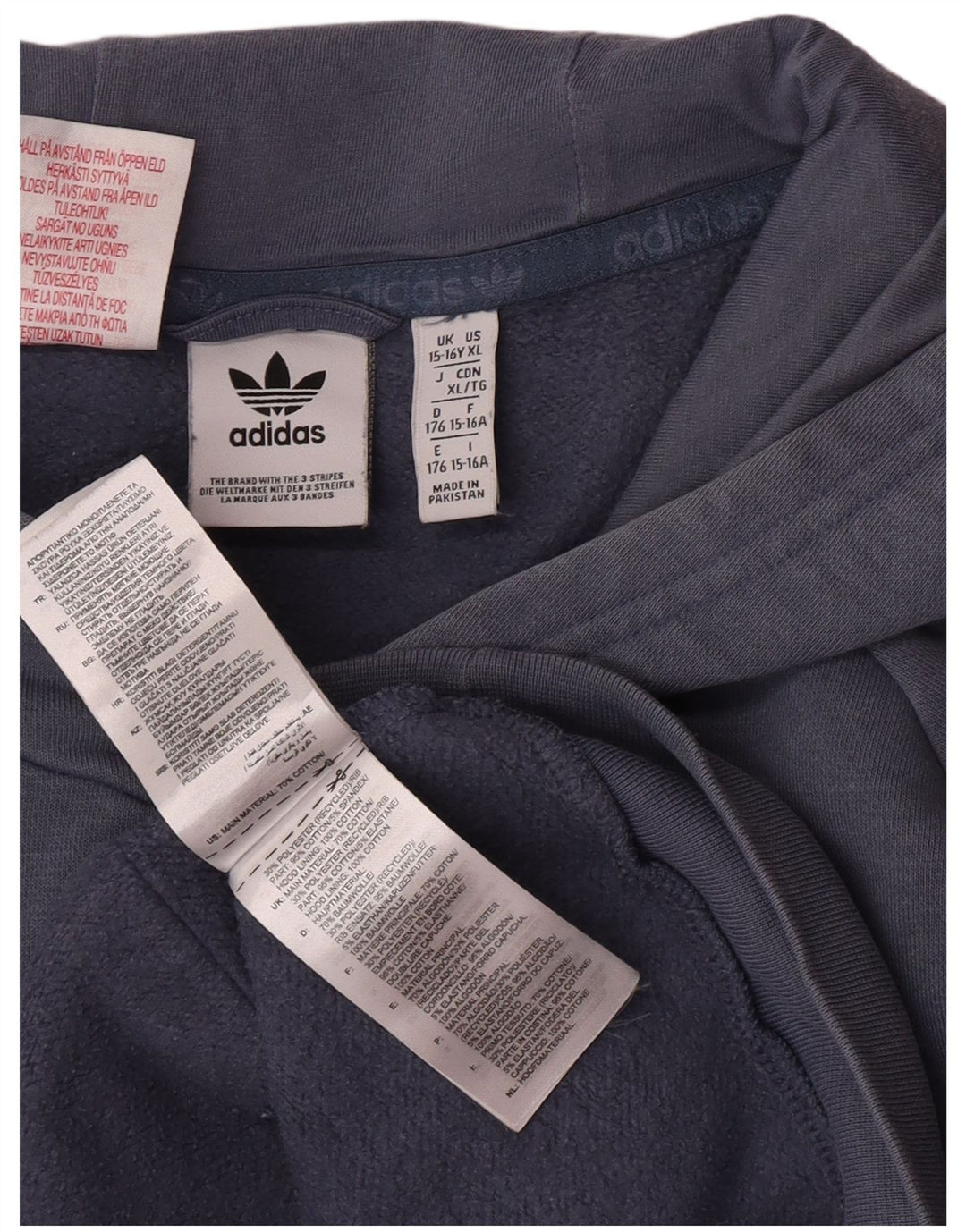 Chłopięca bluza z kapturem Adidas 15-16 lat, niebieska bawełna