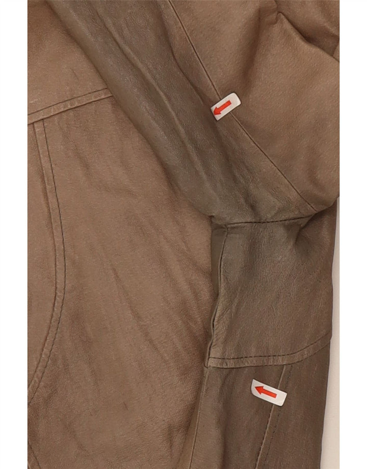 Vintage damska kurtka skórzana typu Crop UK 10 Small Beige