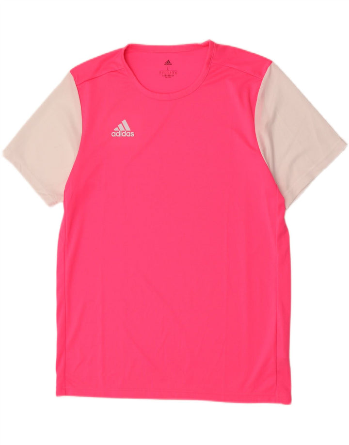 Męska koszulka Adidas Aeroready Top, duża, różowa, poliestrowa z blokami kolorów