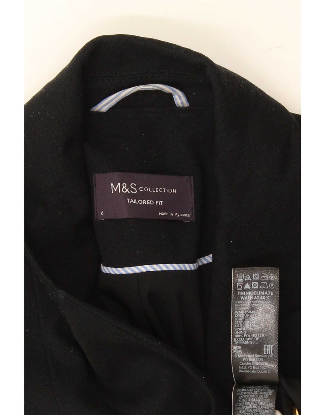 Marks & Spencer Damska marynarka o dopasowanym kroju, UK 6 XS, czarna