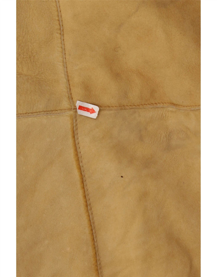 VINTAGE Womens Shearling Coat IT 44 Medium Beige Leather