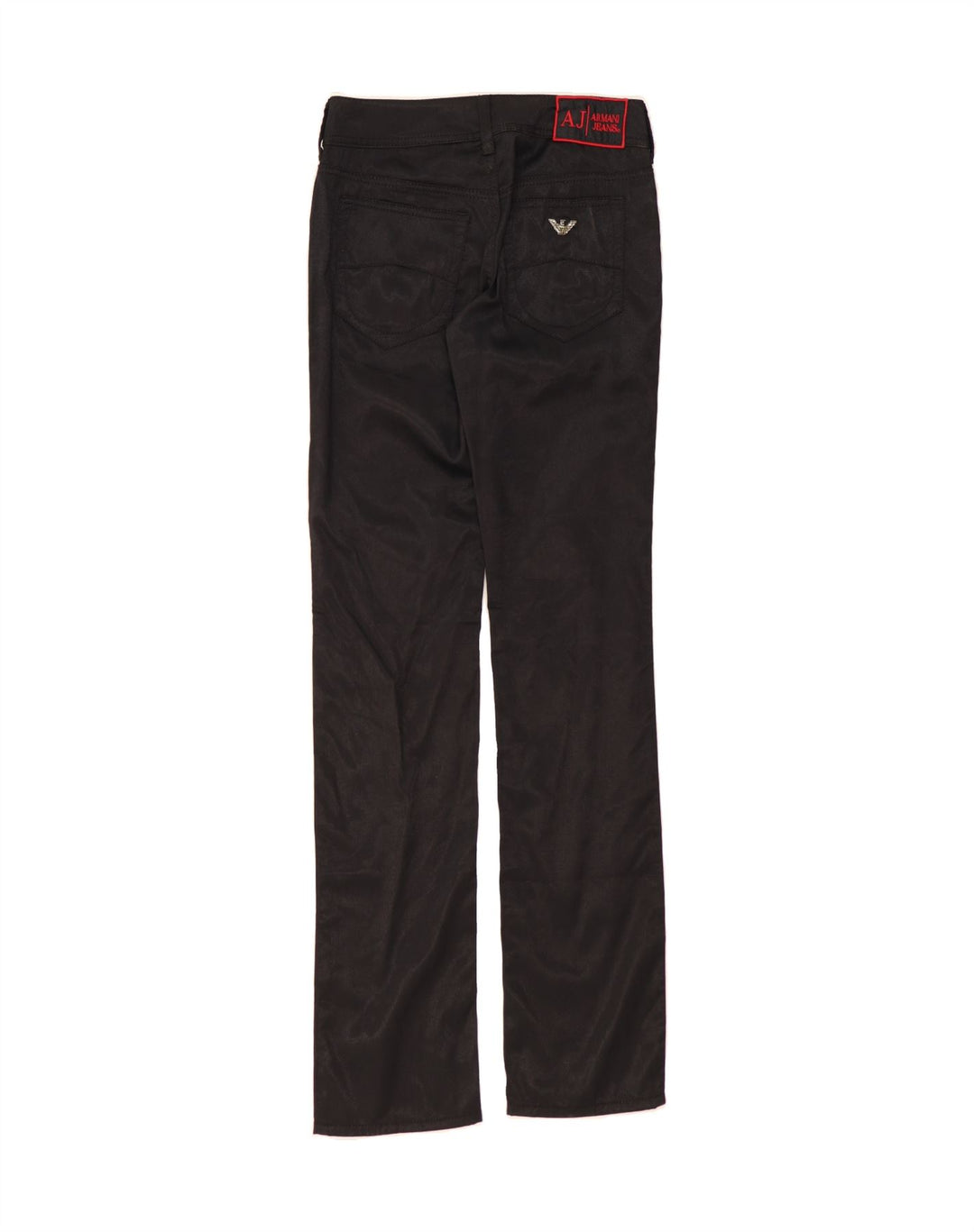 ARMANI Womens Straight Casual Trousers W24 L32 Black Polyester Vintage Armani and Second-Hand Armani from Messina Hembry 