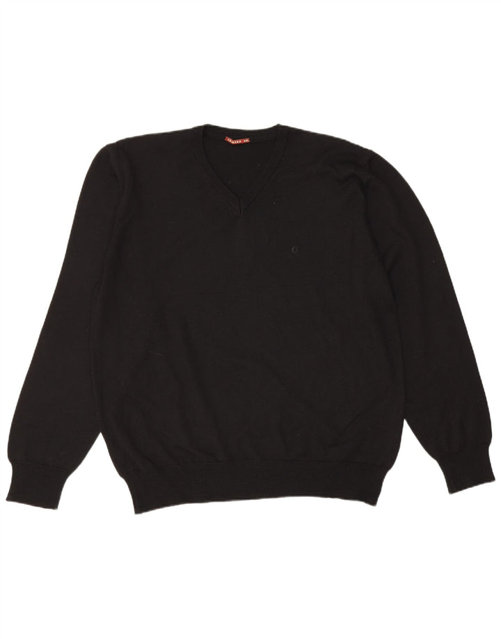 Męski sweter Carrera z dekoltem w kształcie litery V, 2XL, czarna wełna