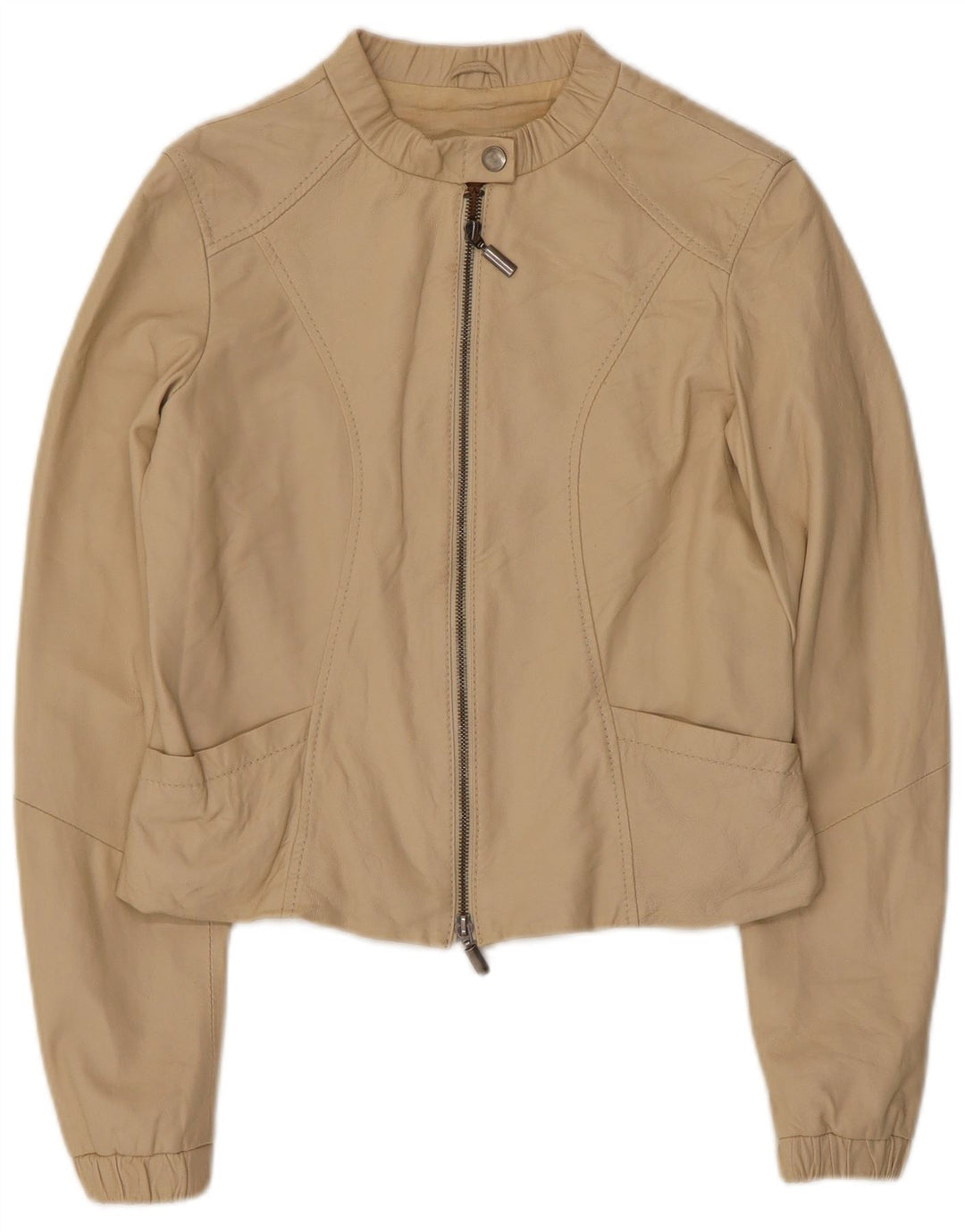 CONBIPEL Damska kurtka skórzana IT 42 Skóra w kolorze średniego beżu