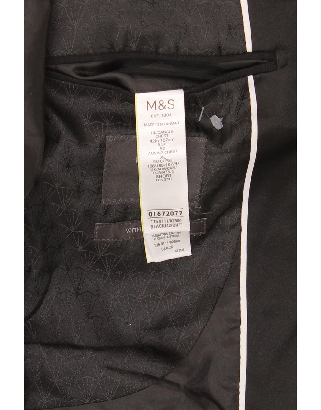 Marks & Spencer Męska marynarka zapinana na 1 guzik UK 42, duża, czarna, poliestrowa