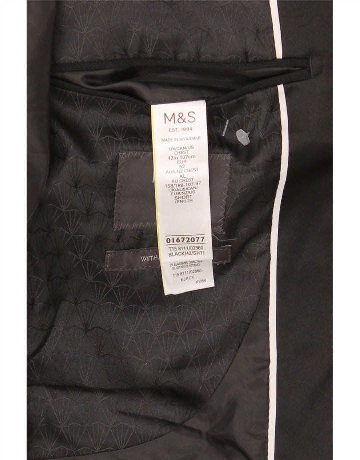 Marks & Spencer Męska marynarka zapinana na 1 guzik UK 42, duża, czarna, poliestrowa