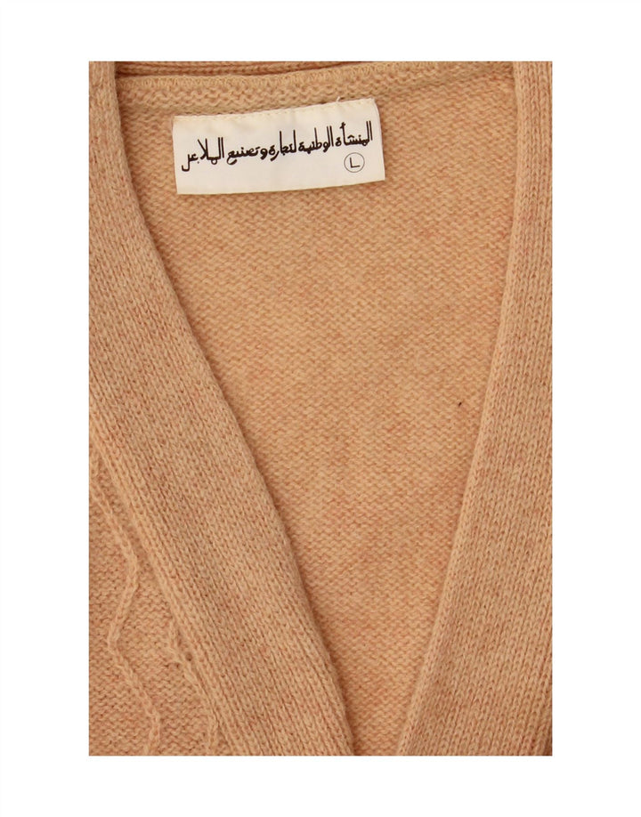 Sweter męski w stylu vintage, duży, beżowy, w jodełkę