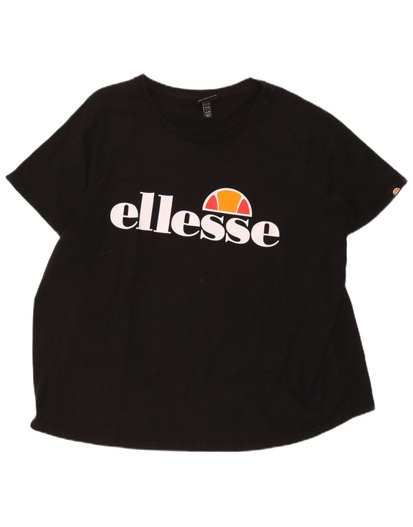 Damska koszulka z grafiką Ellesse Top UK 26 5XL Czarna bawełna