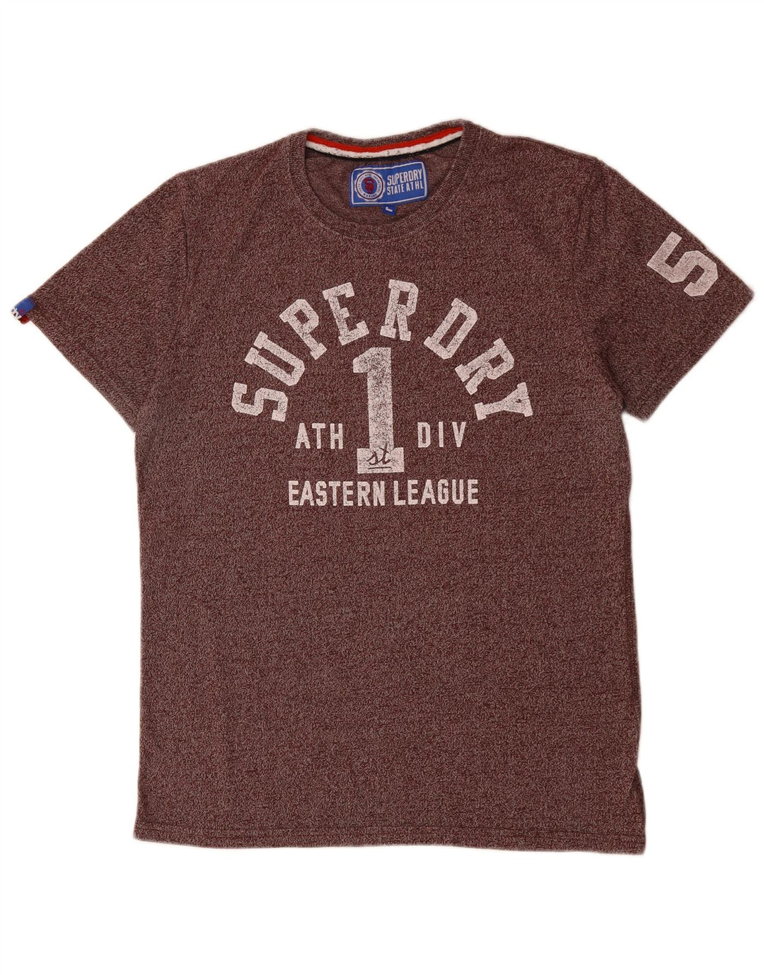 SUPERDRY Męski T-shirt z grafiką, duży, fioletowy, nakrapiany bawełniany