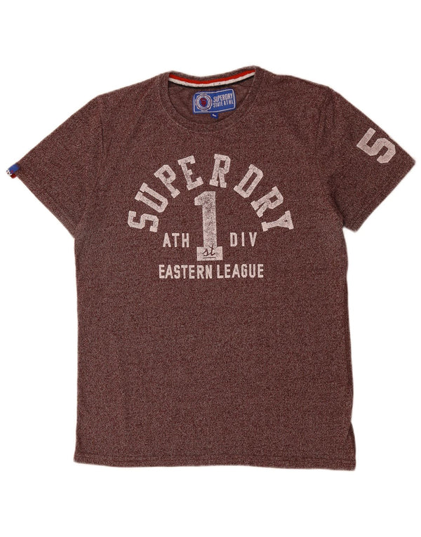 SUPERDRY Męski T-shirt z grafiką, duży, fioletowy, nakrapiany bawełniany