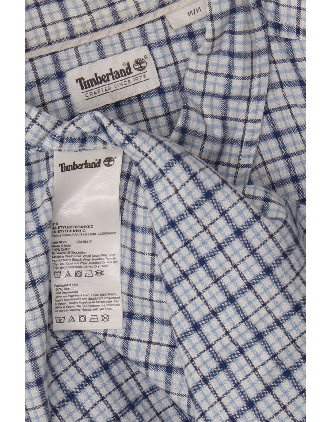 Koszula męska Timberland, bawełniana, w średnią niebieską kratkę