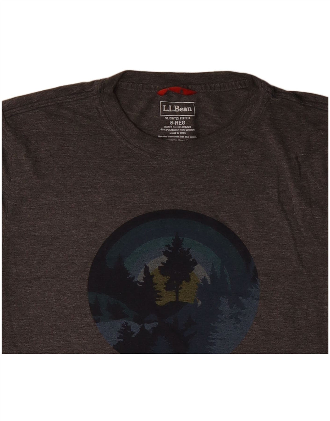 L.L.BEAN Męski lekko dopasowany T-shirt z grafiką, mały, szary nakrapiany