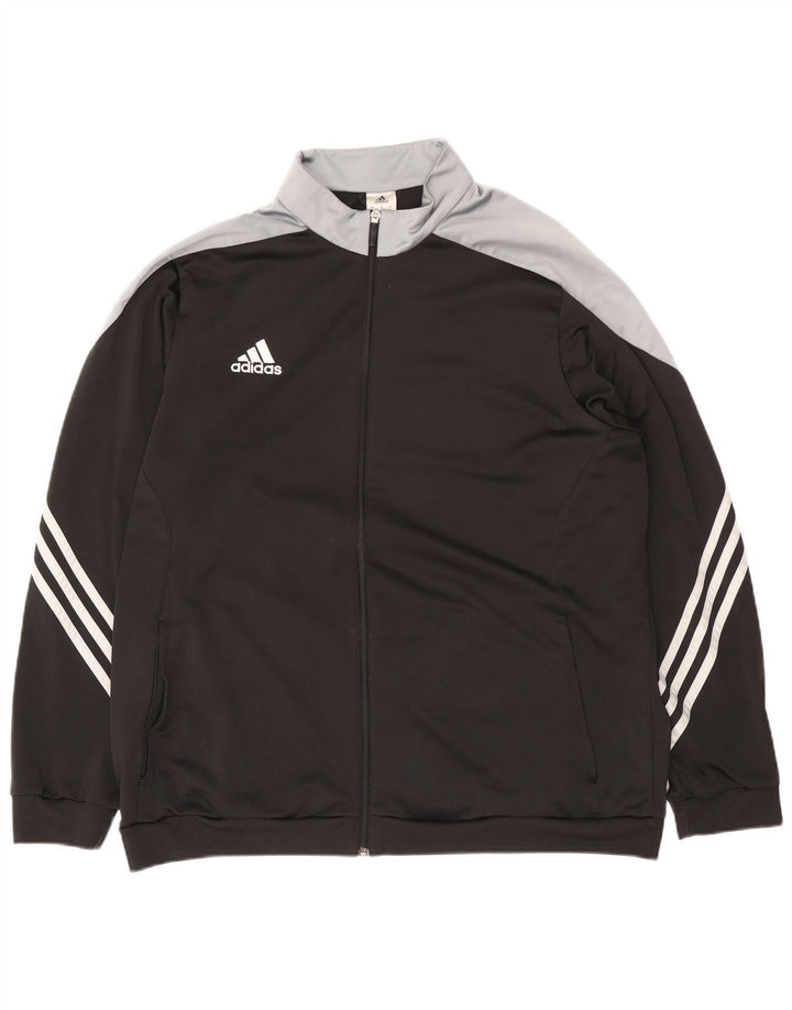 Adidas Męska bluza dresowa Top 2XL Czarny poliester z blokami kolorów