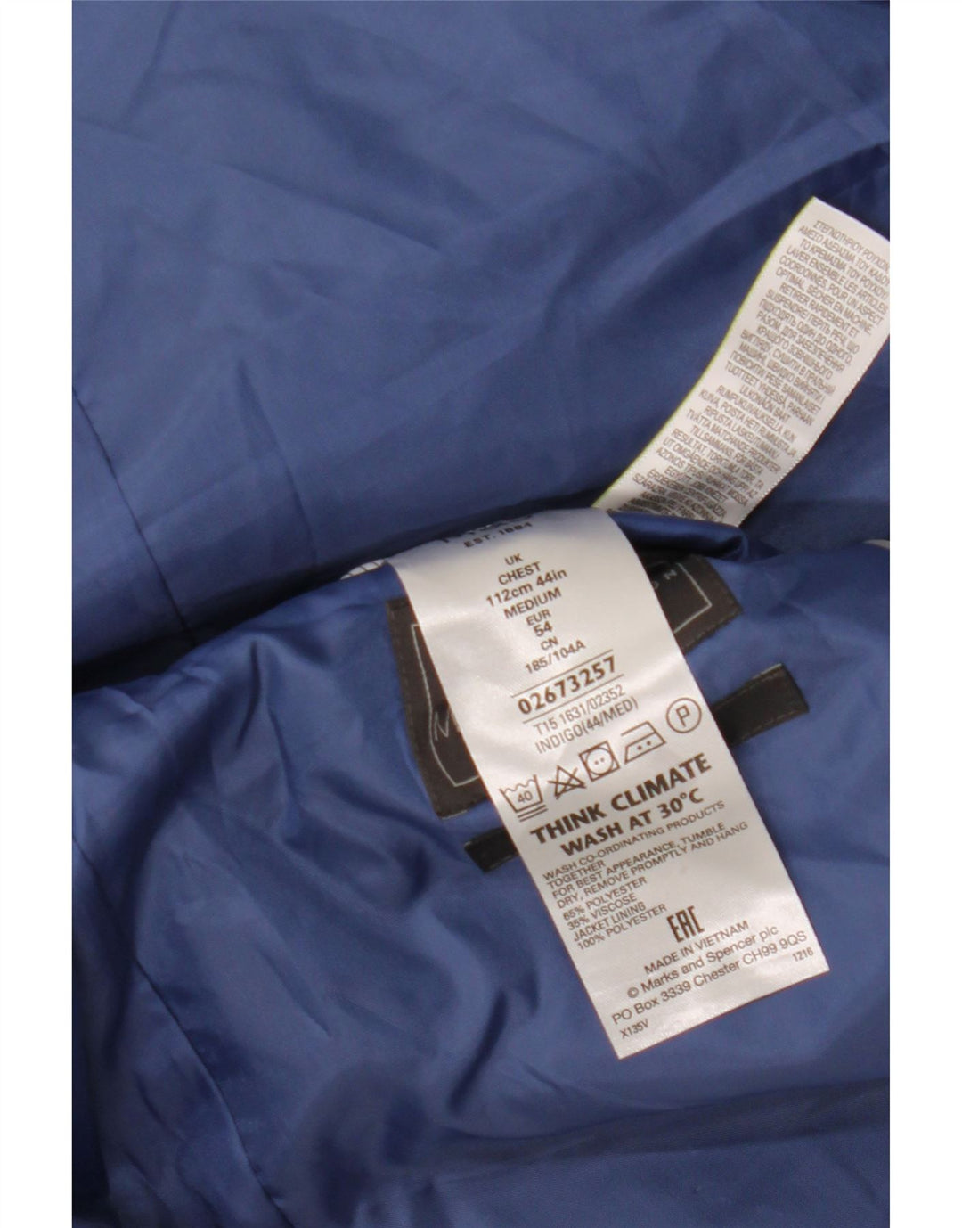 MARKS & SPENCER Męska marynarka o dopasowanym kroju UK 44 2XL Granatowa