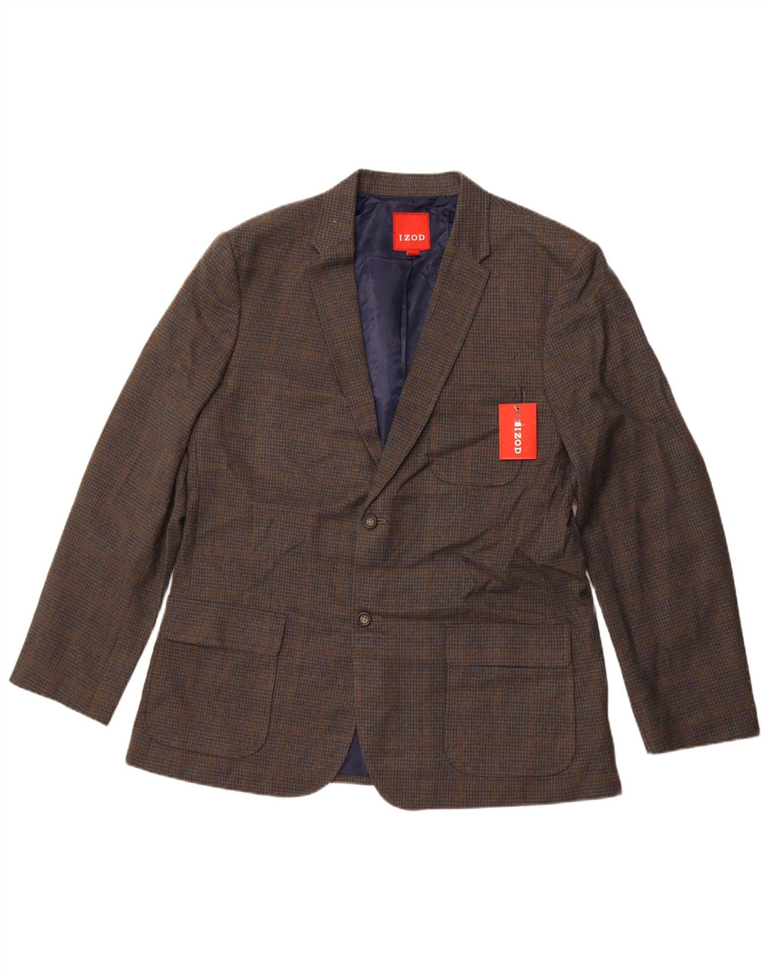 IZOD Męska marynarka zapinana na 2 guziki, UK 42 XL, szary poliester w kratkę