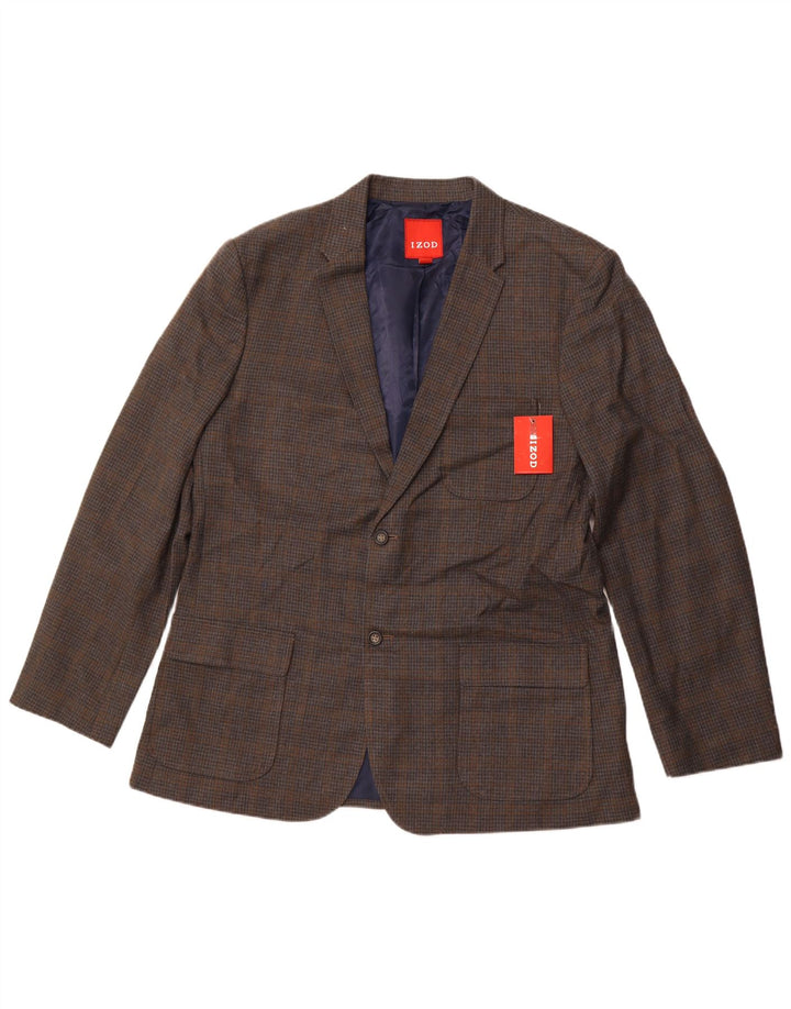 IZOD Męska marynarka zapinana na 2 guziki, UK 42 XL, szary poliester w kratkę