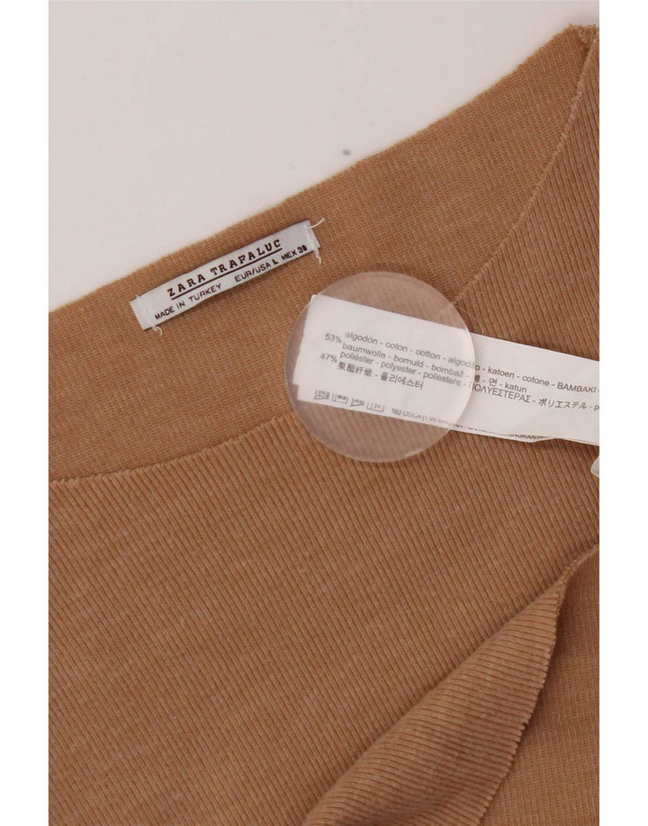 Damski top oversize z długim rękawem Zara UK 16, duży, brązowy, bawełniany