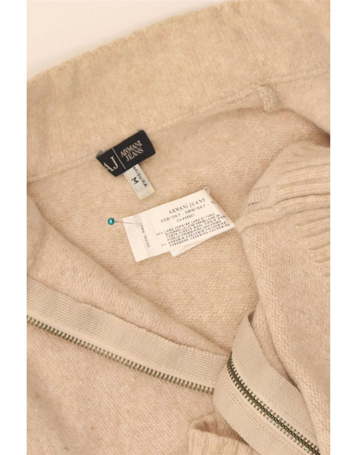 Damski sweter rozpinany Armani UK 12 Średni beż z dziewiczej wełny