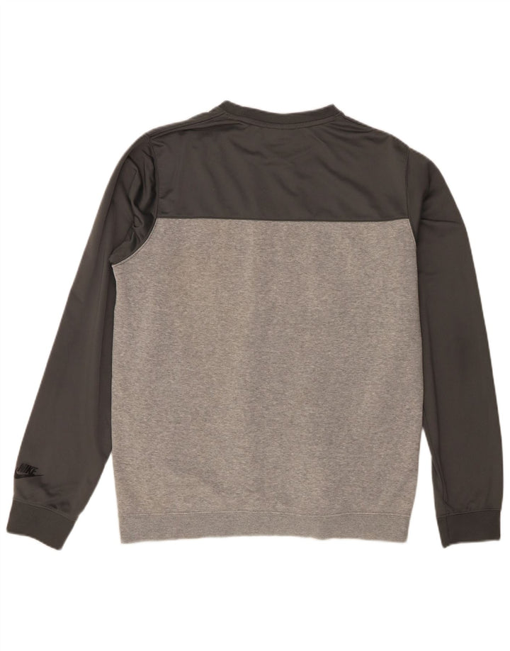 Męska bluza Nike z grafiką, bawełniana, średnioszara, z blokami kolorów