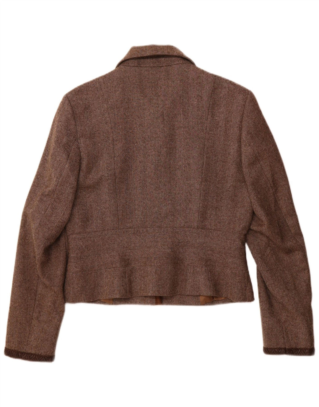 Damska marynarka typu Crop marki Seventy IT 48 XL, brązowa wełna w jodełkę