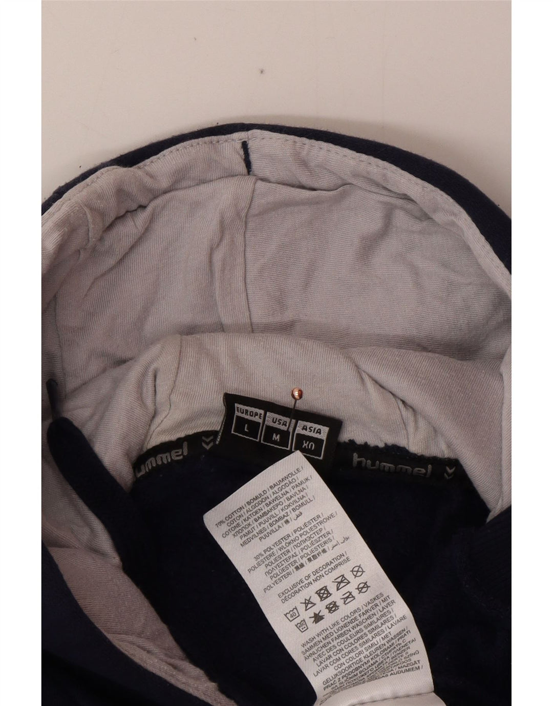 HUMMEL Męski sweter z kapturem i grafiką, duży, granatowy, bawełniany