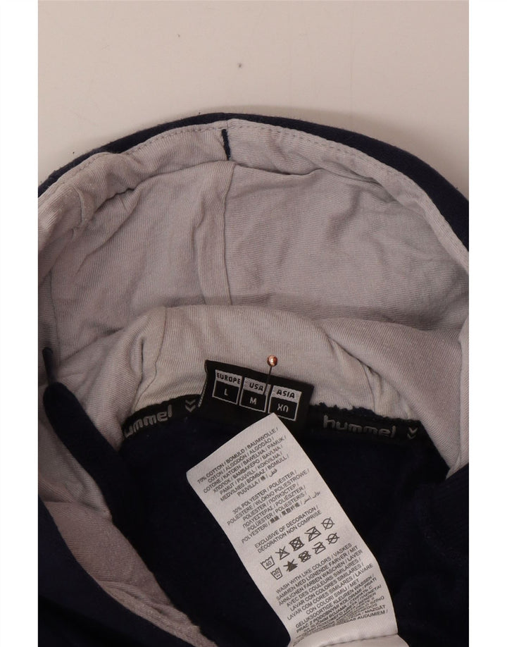 HUMMEL Męski sweter z kapturem i grafiką, duży, granatowy, bawełniany