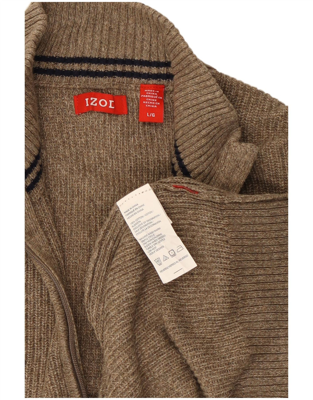 Izod Męski sweter z zamkiem błyskawicznym, duży, zielony, bawełniany