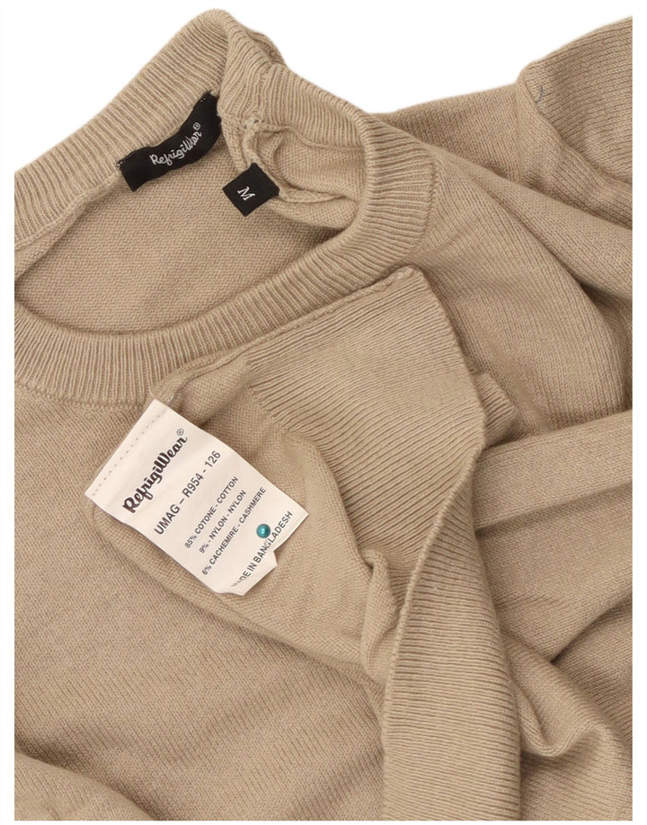 Refrigiwear Męski sweter z okrągłym dekoltem, średnio beżowy, bawełniany
