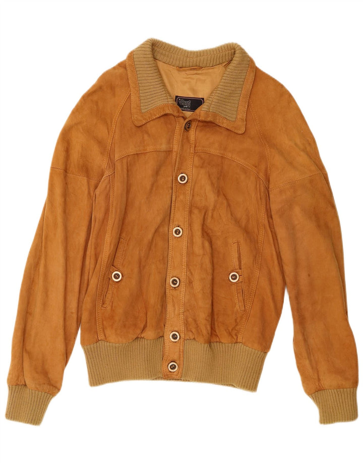 Vintage męska zamszowa kurtka bomber IT 54 2XL brązowa skóra